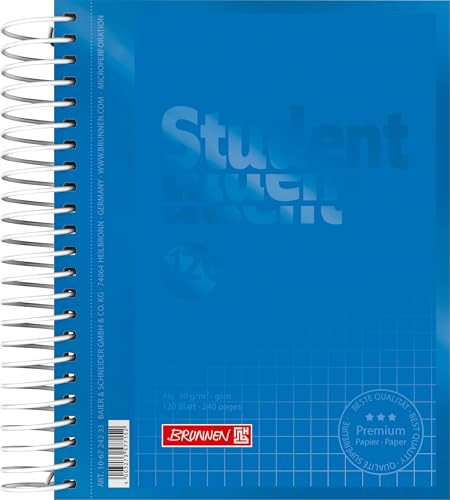 Brunnen 106724233 Notizblock Student Colour Code (A6, kariert, 90 g/m², 120 Blatt) blau/azur von Brunnen