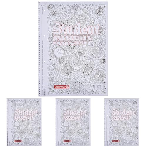 Brunnen 1067427 Notizblock/Collegeblock Student Zenart (A4, kariert Lineatur 28, 90 g/m², 80 Blatt) (Packung mit 4) von Brunnen