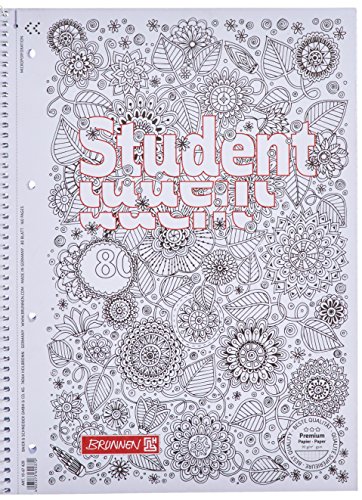 Brunnen 1067427 Notizblock / Collegeblock Student Zenart (A4, kariert Lineatur 28, 90 g/m², 80 Blatt) von Brunnen