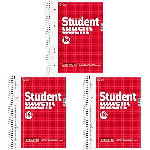 Brunnen 1067802 Notizblock/Collegeblock Student (A5, kariert, 70 g/m², 160 Blatt) (Packung mit 3) von Brunnen