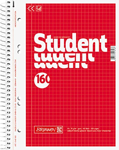 Brunnen 1067802 Notizblock / Collegeblock Student (A5, kariert, 70 g/m², 160 Blatt) von Brunnen