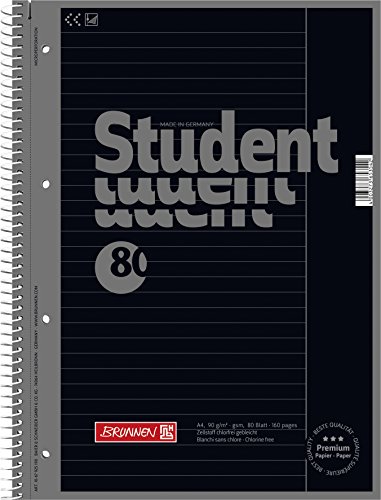 Brunnen 1067925190 Notizblock / Collegeblock Student Colour Code (A4 liniert, Lineatur 25 90 g/m², 80 Blatt) schwarz von Brunnen