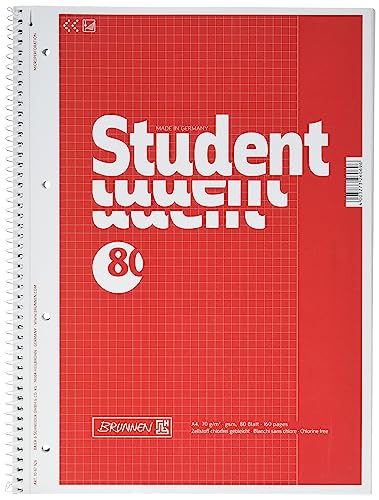 Brunnen 1067926 Notizblock / Collegeblock Student (A4, kariert, Lineatur 26, 70 g/m², 80 Blatt) von Brunnen