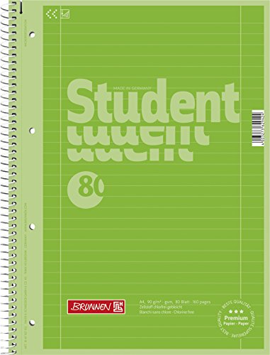 Brunnen 1067927152 Notizblock / Collegeblock Student Colour Code (A4 liniert, Lineatur 27, 90 g/m², 80 Blatt) grün von Brunnen