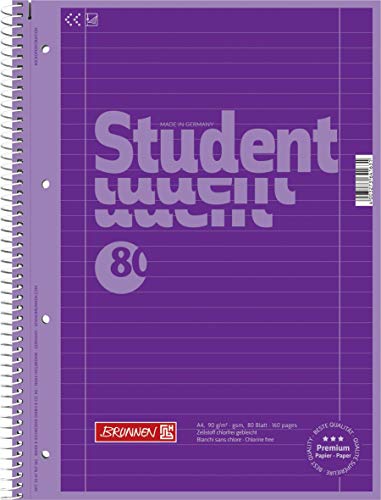 Brunnen 1067927160 Notizblock/Collegeblock Student Colour Code (A4 liniert, Lineatur 27, 90 g/m², 80 Blatt) violett von Brunnen