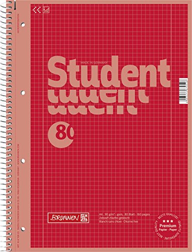 Brunnen Collegeblock Premium Student Colour Code | A4, Lineatur 28, 80 Blatt, red von Brunnen