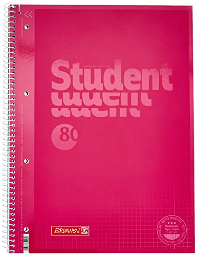 Brunnen 1067928126 Notizblock / Collegeblock Student Colour Code (A4 kariert, Lineatur 28, 90 g/m², 80 Blatt pink von Brunnen