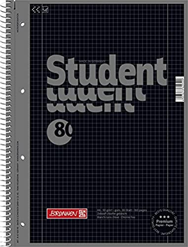 Brunnen Collegeblock Premium Student Colour Code | A4, Lineatur 28, 80 Blatt, onyx von Brunnen