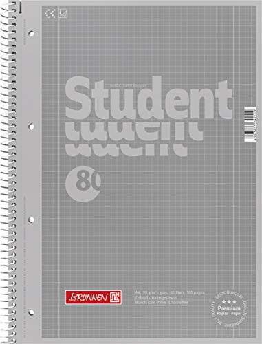 Brunnen 1067928192 Notizblock/Collegeblock Student Colour Code (A4 kariert, Lineatur 28, 90 g/m², 80 Blatt) silber von Brunnen