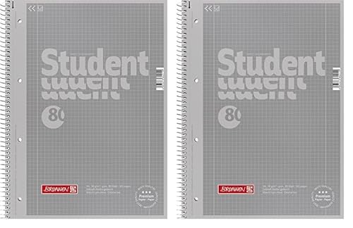 Brunnen 1067928192 Notizblock/Collegeblock Student Colour Code (A4 kariert, Lineatur 28, 90 g/m², 80 Blatt) silber (Packung mit 2) von Brunnen