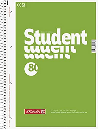 Brunnen 1067940 Notizblock / Collegeblock Student (A4, unliniert 70 g/m², 80 Blatt) von Brunnen