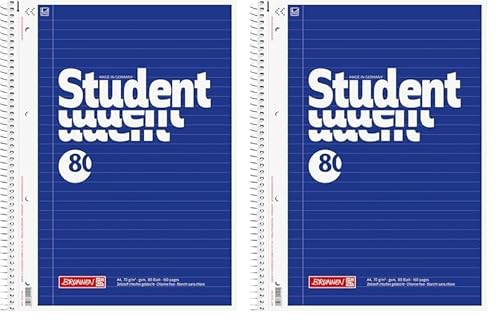 Brunnen 1067941 Notizblock/Collegeblock Student (A4, liniert, 70 g/m², 80 Blatt) (Packung mit 2) von Brunnen