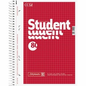 Brunnen 5 x Kollegblock Student A5 70g/qm kariert 80 Blatt rot von Brunnen