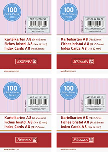 Brunnen Karteikarten 180 g/m², A8, liniert, rot, 400 Stück von Brunnen