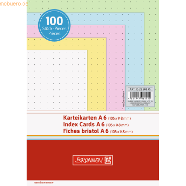 5 x Brunnen Karteikarten A6 punktiert sortiert VE=100 Stück von Brunnen