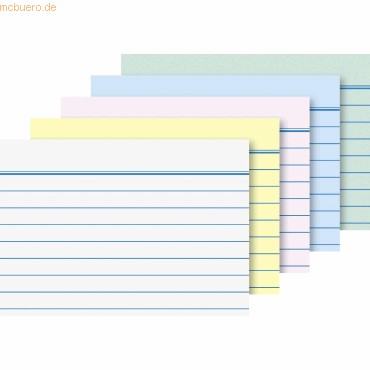 Brunnen Karteikartenn A8 liniert farbig sortiert VE=200 Stück von Brunnen