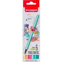 Bruynzeel Fineliner-Set, 6 St. - Light Colours von Multi