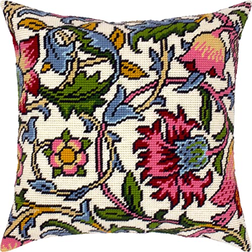 Blumenstickerei-Set für Erwachsene und Anfänger, Lodden. Nelken von William Morris, 40,6 x 40,6 cm, mit klarem, präzisem Druck auf Baumwollleinwand; inklusive 2 Nadeln, Garn und gut lesbarer Tabelle von Brvsk