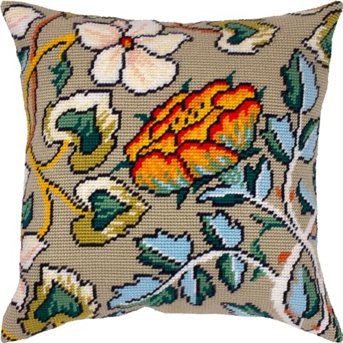 Brvsk Blumenstickset für Erwachsene und Anfänger – Maids of Honor von William Morris 40,6 x 40,6 cm mit klarem, präzisem gedrucktem Design auf Baumwoll-Leinen; enthält 2 Nadeln, Garn und leicht von Brvsk