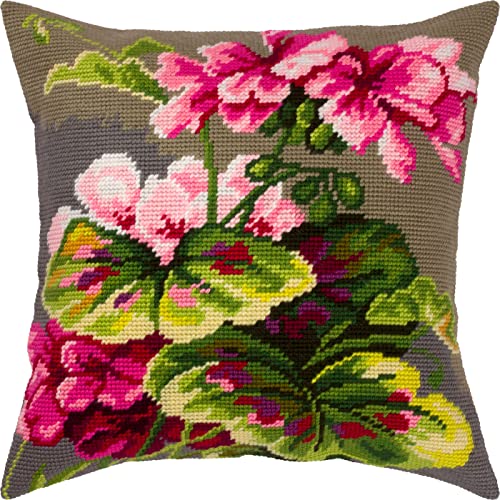 Brvsk Kreuzstich-Set mit Blumenprägung für Erwachsene und Anfänger, 40,6 x 40,6 cm mit klarem, präzisem gedrucktem Design auf Baumwoll-Leinwand; inklusive 2 Nadeln, Garn und gut lesbarer Tabelle von Brvsk