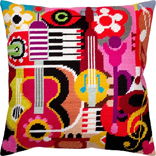 Brwsk Music Vibes. Needlepoint Set mit bedruckter Gobelin (40 × 40 cm) Kissenset mit Stickerei für kreative Inneneinrichtung Handarbeitsset für erwachsene Anfänger von Brvsk