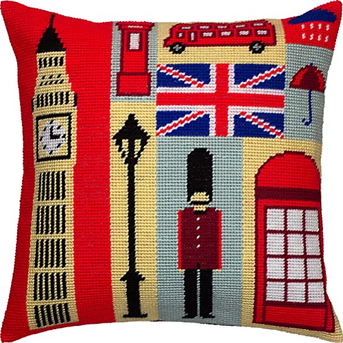 Souvenirs aus London in Brwsk. Needlepoint Set mit bedruckter Gobelin (40 × 40 cm) Kissenset mit Stickerei für kreative Inneneinrichtung Handarbeitsset für erwachsene Anfänger von Brvsk