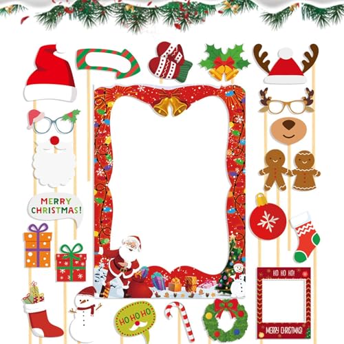 120 g Christmas Photo Booth Props, Holiday Photo Backdrop, Festliche Selfie Signs, Foto Requisiten, Weihnachten Party Dekorationen, Elk Photo Booth Kit, Weihnachtsgeschenke für den Urlaub von Bsbkoj