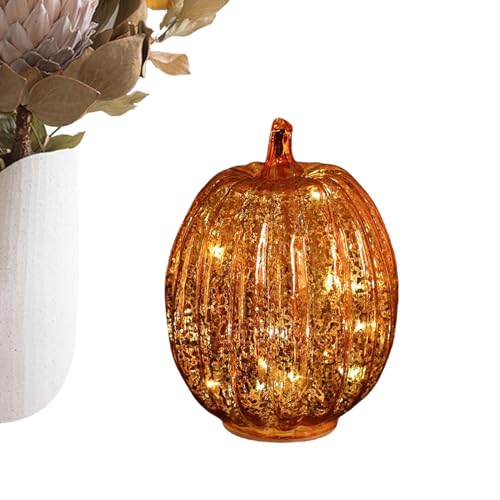 Bsbkoj Glass Pumpkin Lights, Battery Operated Glass Pumpkin Lights, 3-Position Switching Pumpkin Decorations, Battery Operated Table Centerpieces for Festivals, Ideal for Country and Fall Decor von Bsbkoj