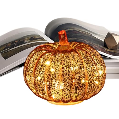 Bsbkoj Glass Pumpkin Lights, Battery Operated Glass Pumpkin Lights, 3-Position Switching Pumpkin Decorations, Battery Operated Table Centerpieces for Festivals, Ideal for Country and Fall Decor von Bsbkoj