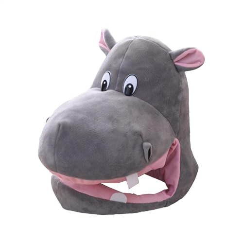 Bsbkoj Plush Hippo Hat, Animal Headgear, Adjustable Plush Hat, Funny Animal Costume, Cosplay Hippo Hat, Breathable Animal Hat, Hippo Party Hat, Halloween Hippo Hat, Christmas Animal Hat von Bsbkoj