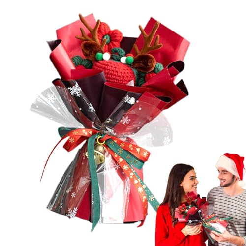 Bsbkoj Weihnachts-Häkelblumen, handgefertigt, Weihnachtshaken, Blumenstrauß, künstliche Urlaubsblumen, mit eleganter Wrap, perfekt für Zuhause und Hochzeit von Bsbkoj