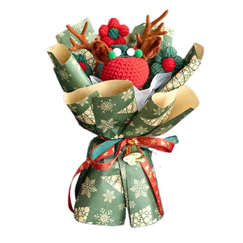 Bsbkoj Weihnachts-Häkelblumen, handgefertigt, Weihnachtshaken, Blumenstrauß, künstliche Urlaubsblumen, mit eleganter Wrap, perfekt für Zuhause und Hochzeit von Bsbkoj