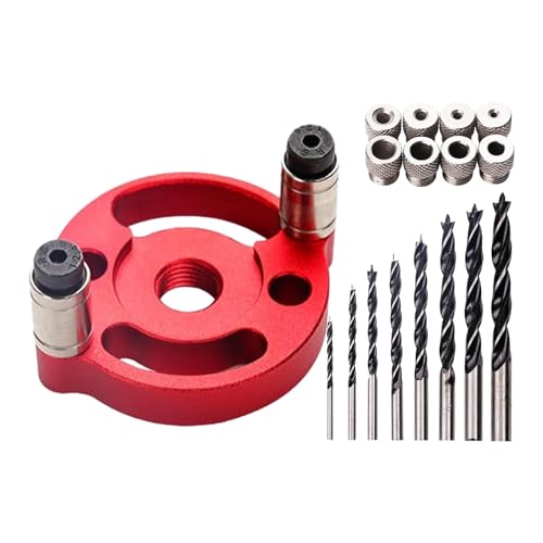 Center Spinner Drill Guide, Aluminum Alloy Hole Drilling Jig, Precision Woodworking Tool with 6/8/10mm Bushings, Hand Tool Kit for Furniture Manufacturing von Bsbkoj