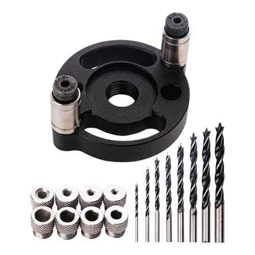 Center Spinner Drill Guide, Aluminum Alloy Hole Drilling Jig, Precision Woodworking Tool with 6/8/10mm Bushings, Hand Tool Kit for Furniture Manufacturing von Bsbkoj