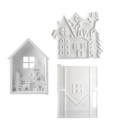 Christmas House Silikonform, Silikonform für Weihnachtskuchen, ideal für Kuchenbacken, Casting Plaster, waschbare Silikonform für Seife, Wachs und Bastelarbeiten von Bsbkoj