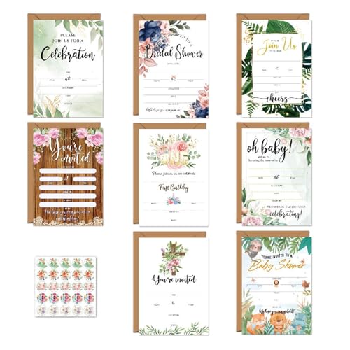 Einladungskarten-Set, Mehrzweck-Urlaubseinladungskarte, buntes Sammelzubehör, niedliche Einladungskarten mit Umschlägen, Einladungskarten-Set, Hochzeitseinladungskarten-Set, Einladungskarten-Set von Bsbkoj