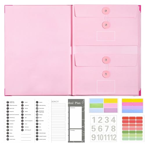 Portable Document Organizer, Large Capacity Binder, Folio Storage Organizer, Lightweight Binder Organizer, Document Organizer for Photos, Letters, Papers, Files, Khaki, Blue, Pink, 32.72x28.19x1.2cm von Bsbkoj