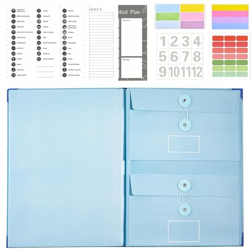 Portable Document Organizer, Large Capacity Binder, Folio Storage Organizer, Lightweight Binder Organizer, Document Organizer for Photos, Letters, Papers, Files, Khaki, Blue, Pink, 32.72x28.19x1.2cm von Bsbkoj