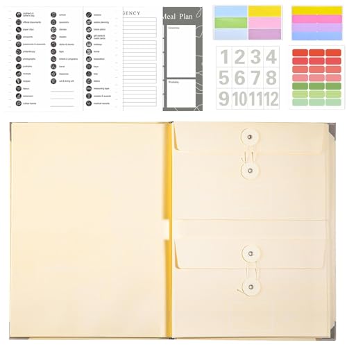 Portable Document Organizer, Large Capacity Binder, Folio Storage Organizer, Lightweight Binder Organizer, Document Organizer for Photos, Letters, Papers, Files, Khaki, Blue, Pink, 32.72x28.19x1.2cm von Bsbkoj