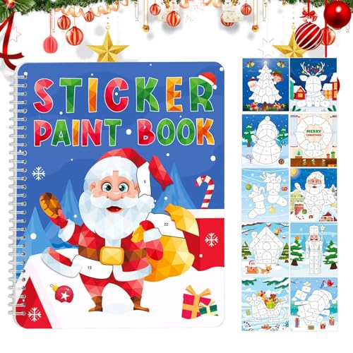 Sticker Paint Book, Christmas Theme Cartoon Activities Book, Fun Fine Motor Skills Toys, Preschool Learning Activities, Engaging Educational and Girls Ages 4-6 von Bsbkoj