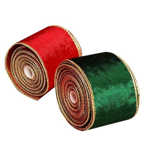 Weihnachtsbaumband, Samt- und Satinband, Weihnachts-Bastelband, dekoratives Weihnachtsband, Weihnachtsschleifenmaterial, 4,5 m Bandrolle, 6,3 cm Weihnachtsband für Weihnachtsbaum, Girlande, Schleife von Bsbkoj