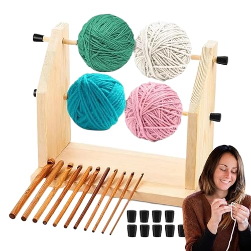 Yarn Holder Dispenser, Holz Yarn Ball Holder, Doppelter Rotating Yarn Holder, Haken Spool Organizer, Portable Yarn Storage, Knitting Storage, Yarn Organizer, Haken Yarn Dispenser, Knitting Spool von Bsbkoj