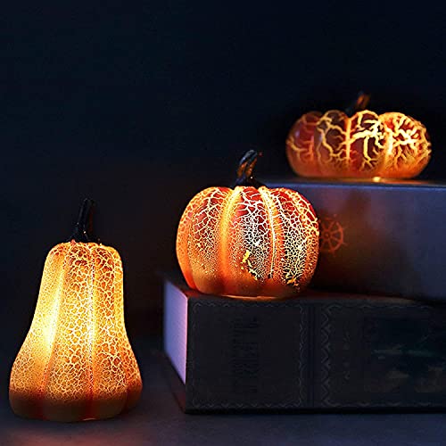 3 Stück Kürbis Licht, Kleine, Halloween Deko Innen, Herbstdeko LED, Tischdeko Laterne, Herbst Dekoration Kürbisse Simulation, Halloween Kürbis Nachtlicht Lampe Batteriebetriebene von Bseical