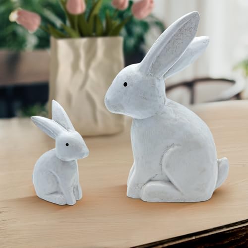 Bseical 2 Stück Osterdeko Hasen Ostern Deko Hasen Figuren aus Holz Stehend Osterhasen Figuren Groß für Garten Tisch Osterfiguren Decoration Bunny Frühlingsdeko von Bseical