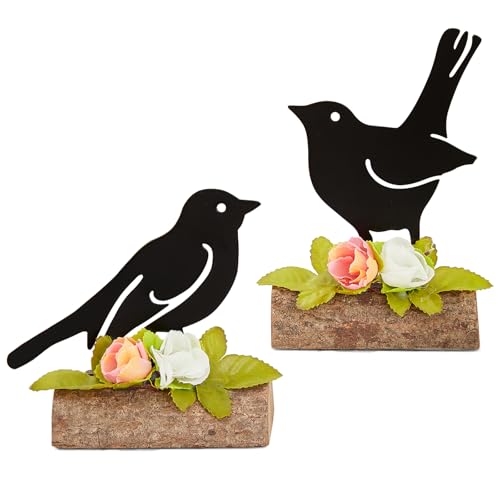 Bseical 2 Stück Osterdeko Holz für Draußen, Deko Aufsteller für Ostern und Frühling, Vögel für Frühlingsdeko, Osterdekoration Für Draußen Tischdekoration Garten, Vögel Deko frühlingsdeko innen von Bseical