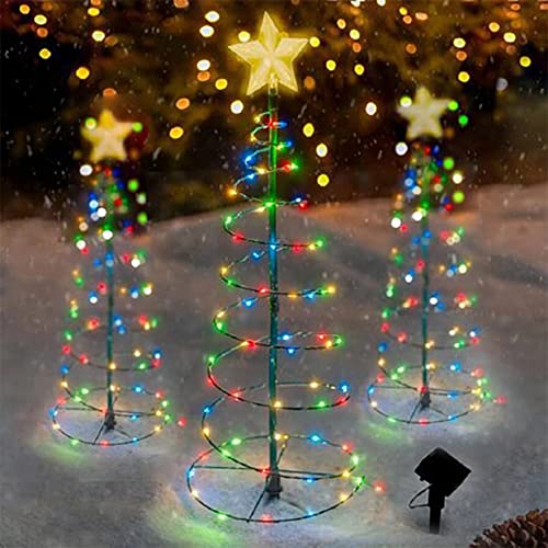 Mini Weihnachtsbaum Deko Led, Weihnachtsdeko Amerikanisch Outdoor, Neuheiten Metall Garten Solarleuchten Spiral Weihnachtsbeleuchtung Solar Stern Außen Gartenstecker Mit Beleuchtung Geschmückt Bunt von Bseical