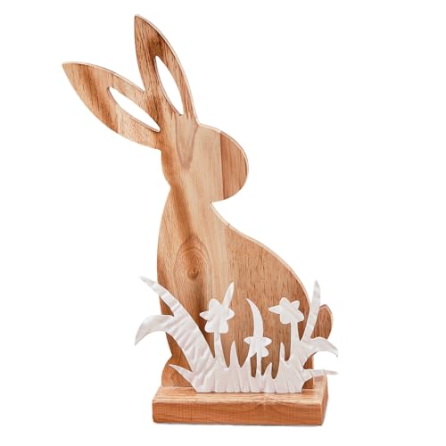 Osterhasen Figuren Holz, Osterdeko Hase, Frühlingsdeko Tisch, Osterhase Deko Figur Hinstellen Aufsteller Tischdekoration Mit Blumen Klein, Modern Holzfiguren Dekohase Osterartikel Innen Ostern Deko von Bseical