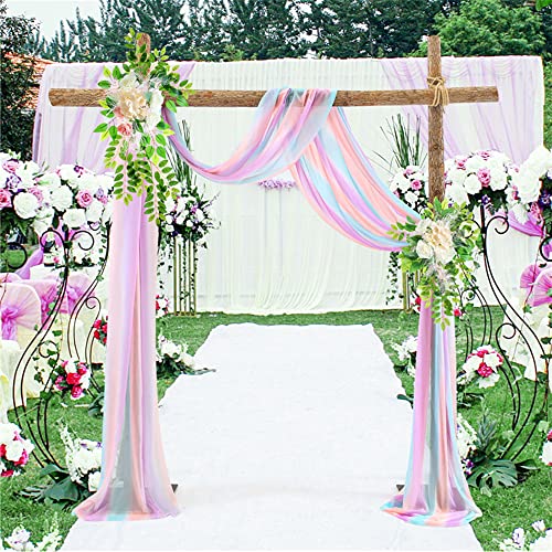 Querbehang 70*550cm, Hochzeitsbogen Vorhang Deko, Hochzeit Vorhang Chiffon Stoff, Vorhänge Hochzeit Bogen, Vorhang Organza Stoff Tüll Dekorationen Party Hintergrund Traubogen Dekostoff (Gemischt) von Bseical