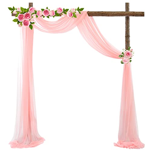 Querbehang 70*550cm, Hochzeitsbogen Vorhang Deko, Hochzeit Vorhang Chiffon Stoff, Vorhänge Hochzeit Bogen, Vorhang Organza Stoff Tüll Dekorationen Party Hintergrund Traubogen Dekostoff (Pfirsich) von Bseical