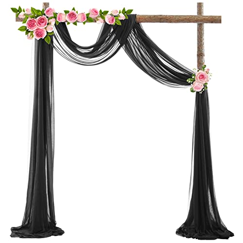 Querbehang 70*550cm, Hochzeitsbogen Vorhang Deko, Hochzeit Vorhang Chiffon Stoff, Vorhänge Hochzeit Bogen, Vorhang Organza Stoff Tüll Dekorationen Party Hintergrund Traubogen Dekostoff (Schwarz) von Bseical